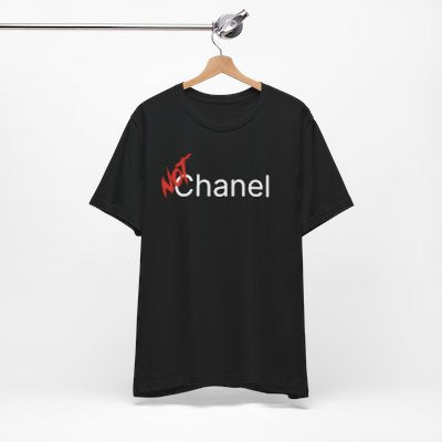 NOT Chanel Parody Black T-shirt | Unisex Bold Statement Tee | Unique Fashion Gift | Trendy & Edgy Apparel