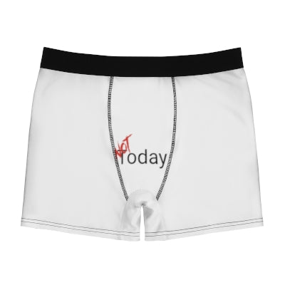 Bold NOT Today Men's Boxer Briefs | White Underwear Red Logo | Comfortable Polyester Underwear