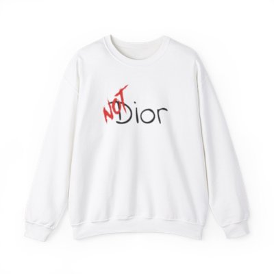 NOT Dior Parody Black Crewneck Sweatshirt | Unisex Bold Statement Jumper | Unique Fashion Gift | Trendy & Edgy Apparel