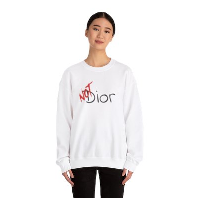 NOT Dior Parody Black Crewneck Sweatshirt | Unisex Bold Statement Jumper | Unique Fashion Gift | Trendy & Edgy Apparel