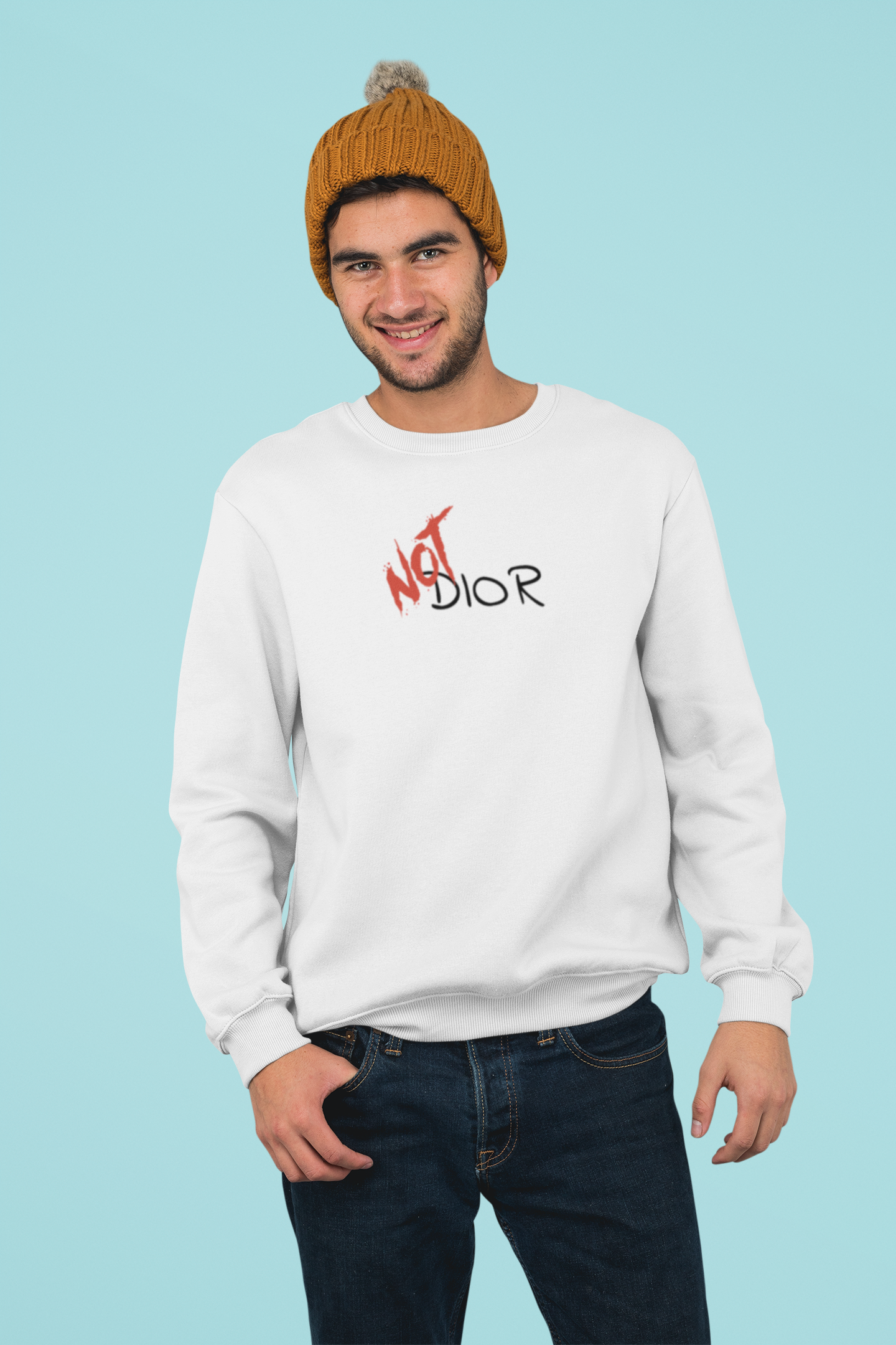 NOT Dior Parody Black Crewneck Sweatshirt | Unisex Bold Statement Jumper | Unique Fashion Gift | Trendy & Edgy Apparel