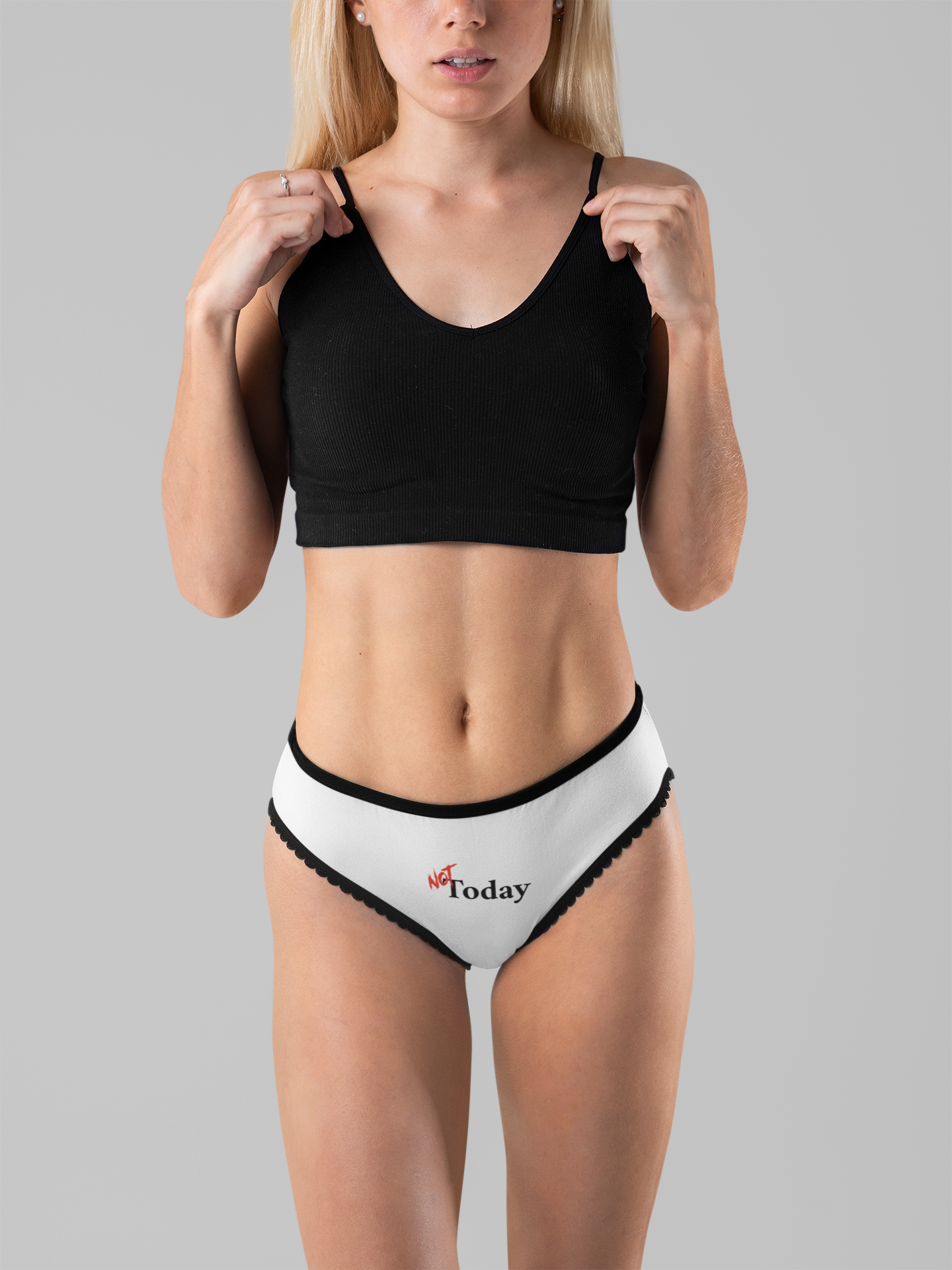 Cute & Comfy NOT Today Women's Briefs | White Panties Red Logo | Soft Polyester Underwear